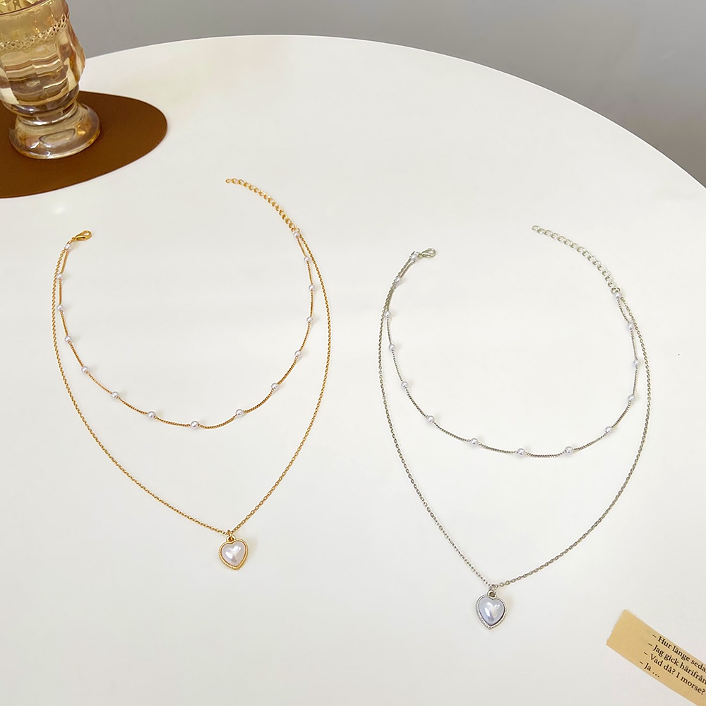 Vòng cổ Hai Lớp Đính Ngọc Trai Và Đá Thời Trang Sang Trọng Cho Nữ