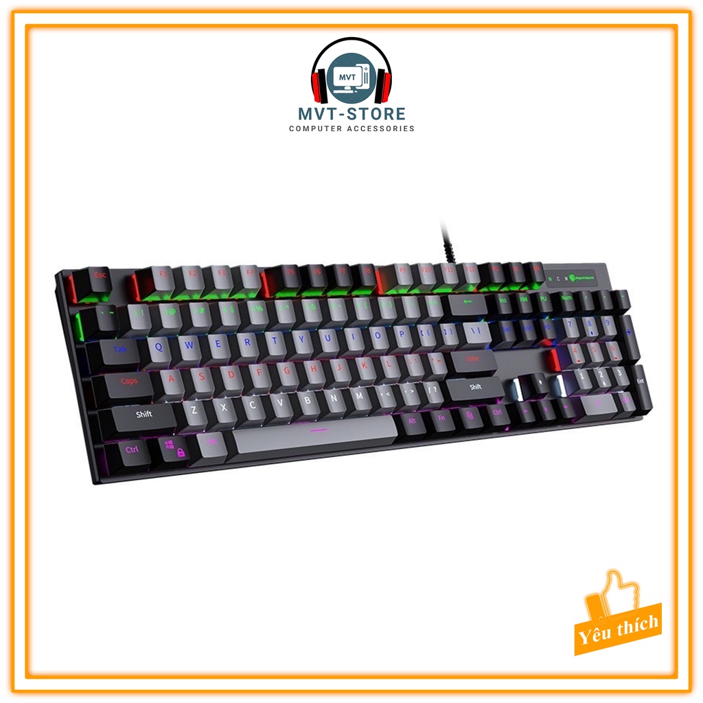 Bàn phím cơ led đổi màu Panstan PK200 Phím cơ gaming cao cấp Nhiều chế độ led cảm giác chơi game cực đã MVT Store