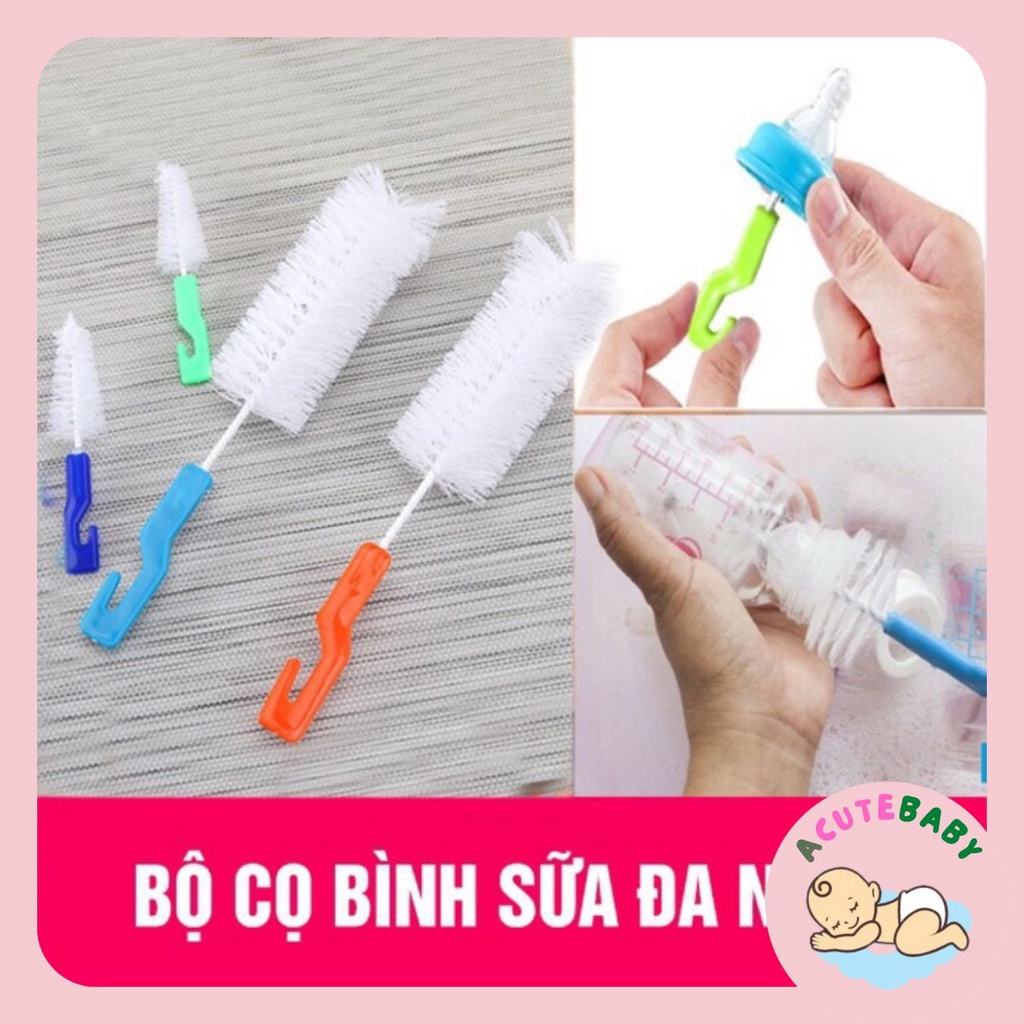 Bộ dụng cụ cọ rửa bình sữa đa năng 2 chi tiết (LOẠI ĐÓNG TÚI)