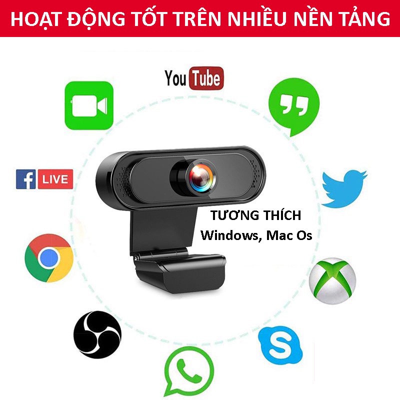 Webcam Máy Tính Có Mic Full Hd 1080p 720P Có Mic Cho Máy Tính Bàn cam PC laptop Camera máy tính để bàn có mic chính hãng