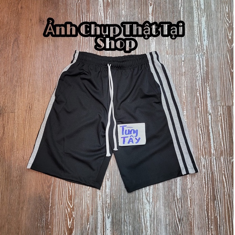 Quần Short Nỉ 3 Sọc ( Sọc Line Xám ) Kiểu Dáng Thể Thao Unisex Nam Nữ