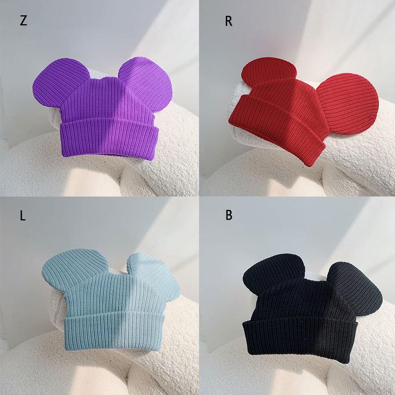 Mũ Trùm Đầu Dệt Kim Hoạ Tiết Hoạt Hình Đáng Yêu Cho Bé