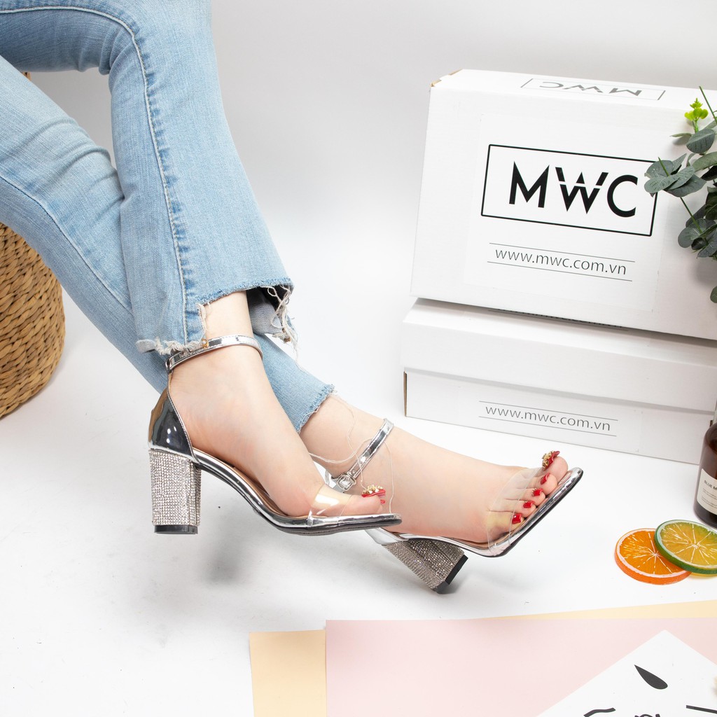 GIÀY CAO GÓT NỮ MWC - CAO GÓT QUAI TRONG GÓT VUÔNG 7CM - CAO GÓT HỞ MŨI - CAO GÓT THANH LỊCH NUCG- 3752