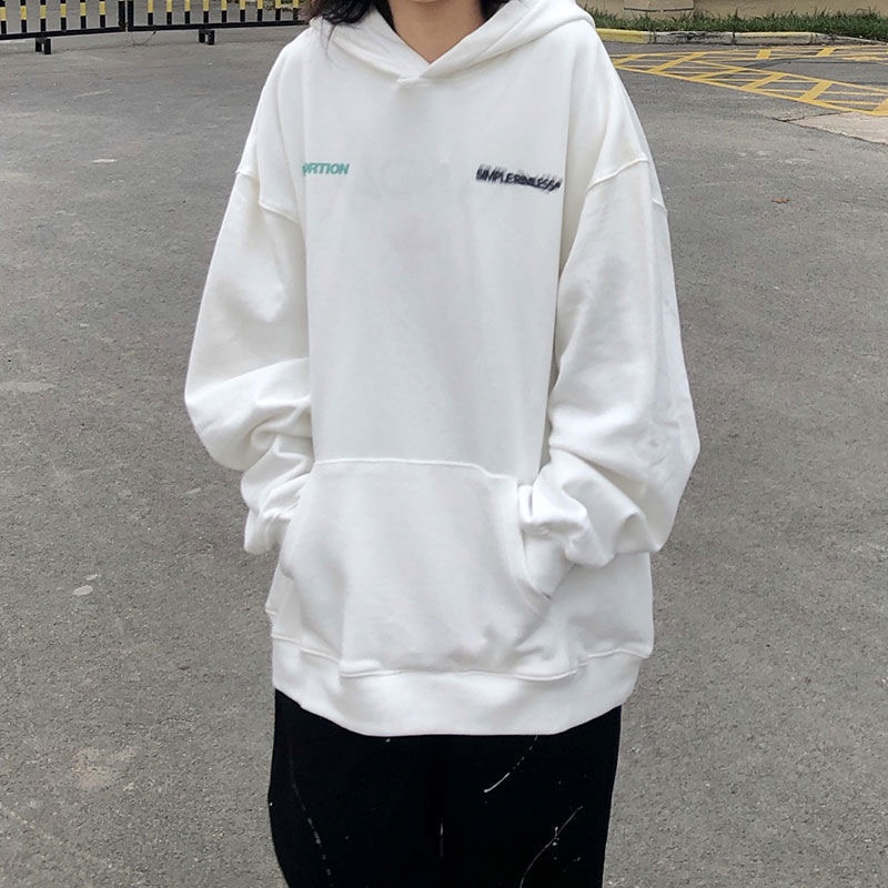 Áo Hoodie Dáng Rộng In Chữ Phong Cách Hàn Quốc Dành Cho Nữ