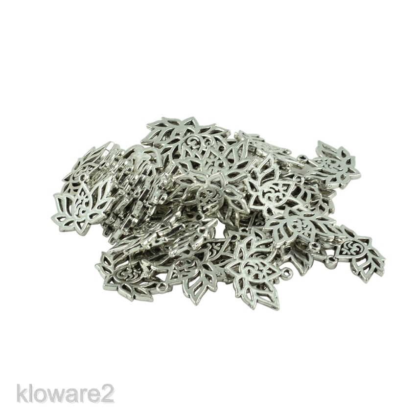 [KLOWARE2] 10Pcs Tibetan Silver Tone Lotus Flower Charms Pendants For Jewelry Making