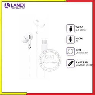 Tai nghe dây lanex lep - l11 jack type-c, dài 1.2m, tương thích nhiều thiết bị android