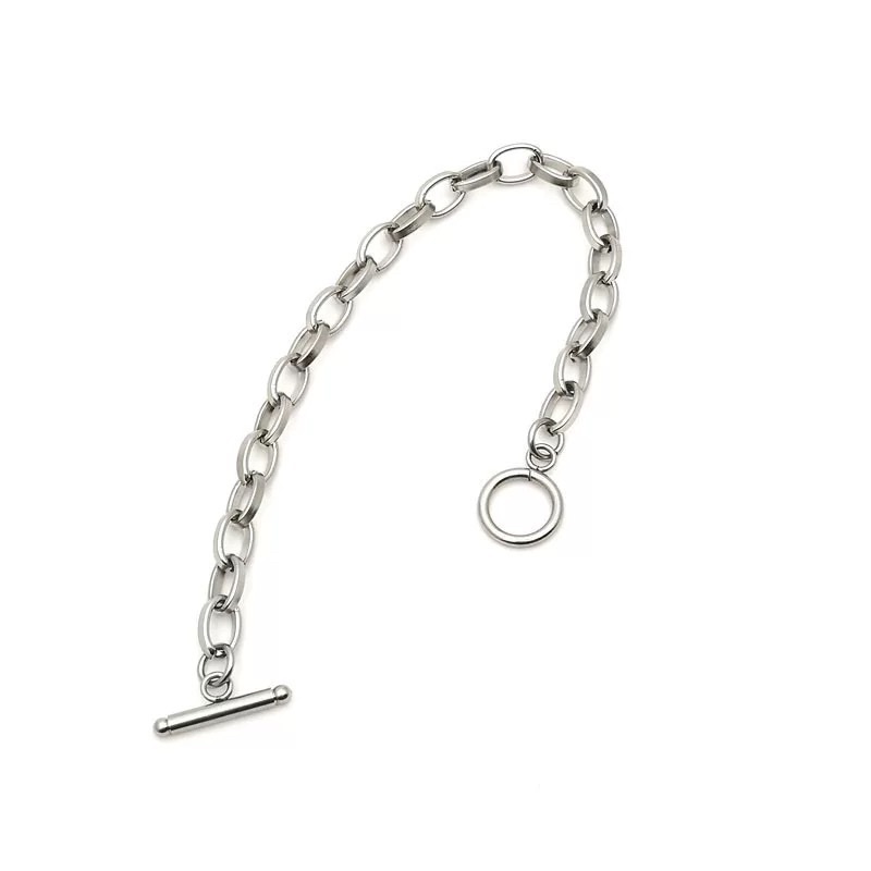 Lắc tay thép titan mắt xích dẹp thời trang Unisex không gỉ phong cách Hàn Quốc