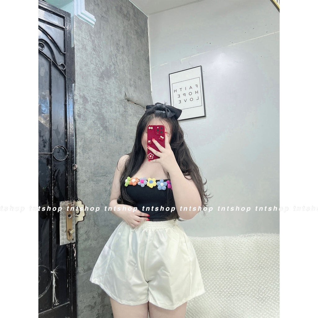ÁO CROPTOP 2 DÂY PHỐI HOA