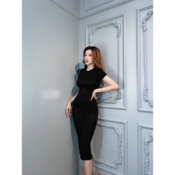 Vây body cổ tròn xẻ sau siêu tôn dáng