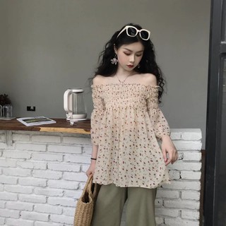 Áo trễ vai hoa nhí