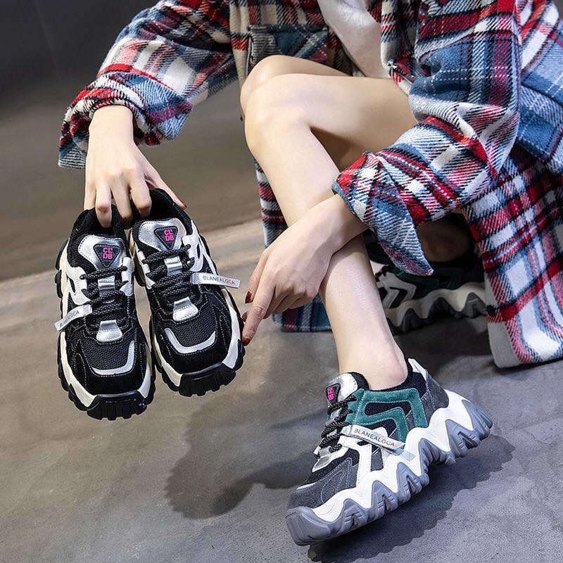 Giày thể thao nữ mới dày đáy bánh xốp đế sóng lớn cao 5cm ulzzang ( 4 màu )