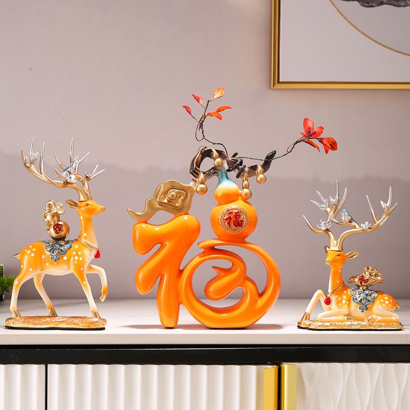 Quà tân gia hươu trang trí phòng khách trang trí tủ tivi con hươu may mắn