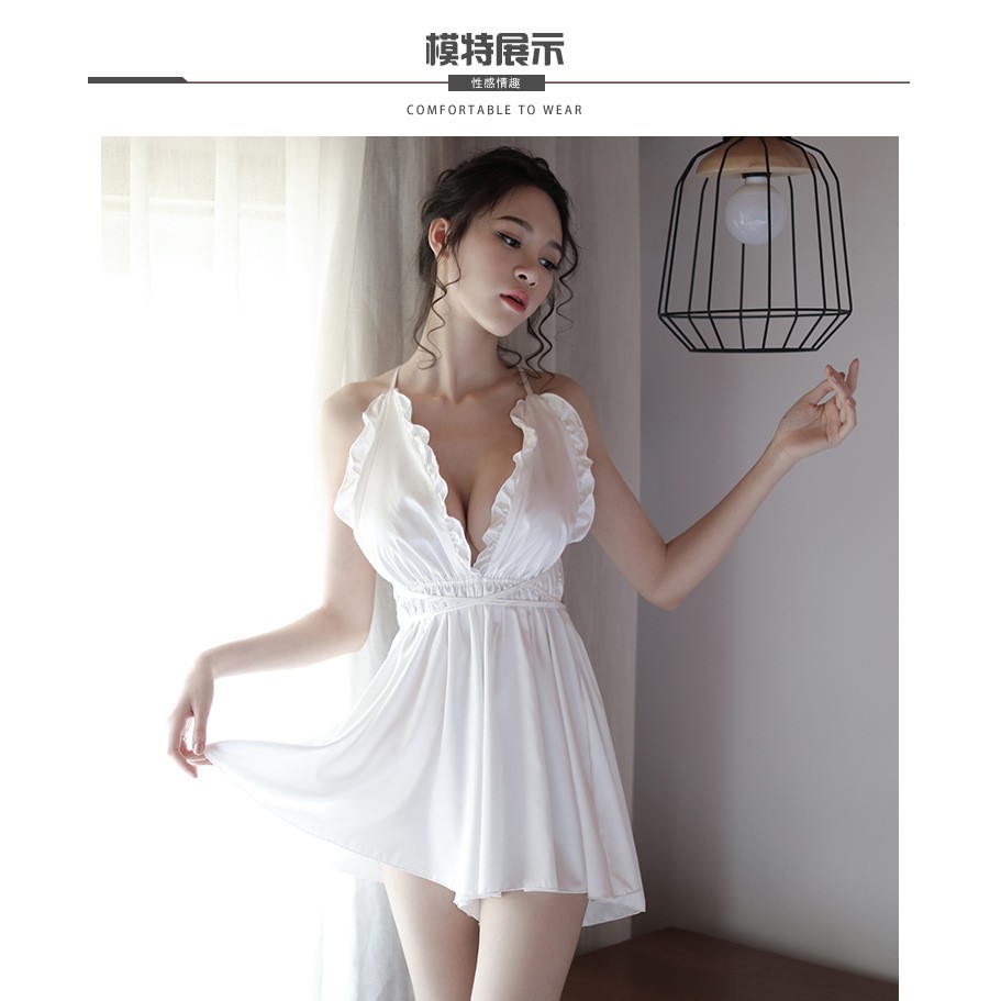 Đầm Ngủ Dáng Xòe Ngực Bèo Hở Lưng Thắt Nơ BL27