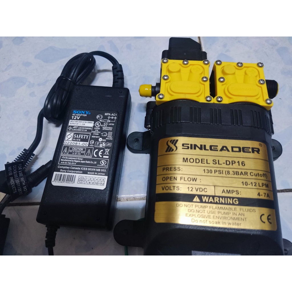 Bơm mini 12v Sinleader Đôi kèm nguồn sony MPA-AC1 hoặc Delta 10A