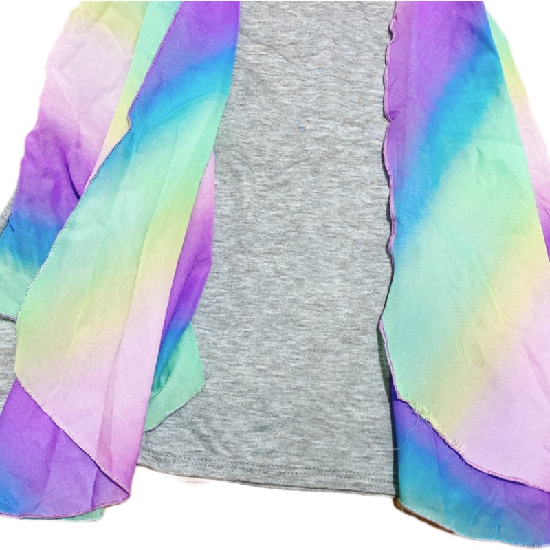 Áo thun xám loang phối voan bé gái