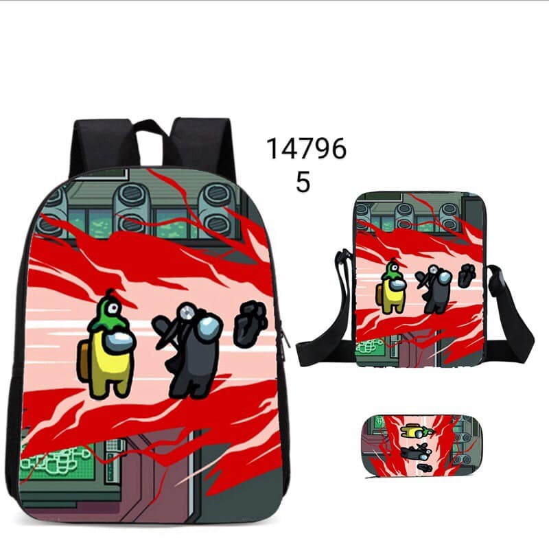Ba lô cặp sách bé trai Among US sét 3 món tặng kèm túi đeo chéo hộp đựng bút đồng bộ giao màu ngẫu nhiên