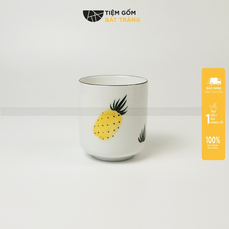 Cốc Sứ Uống Nước Chén Trà Hoạ Tiết Vẽ Tay Dễ Thương 180ML Cốc Mèo Dứa Cà Rốt Decor Sứ Bát Tràng