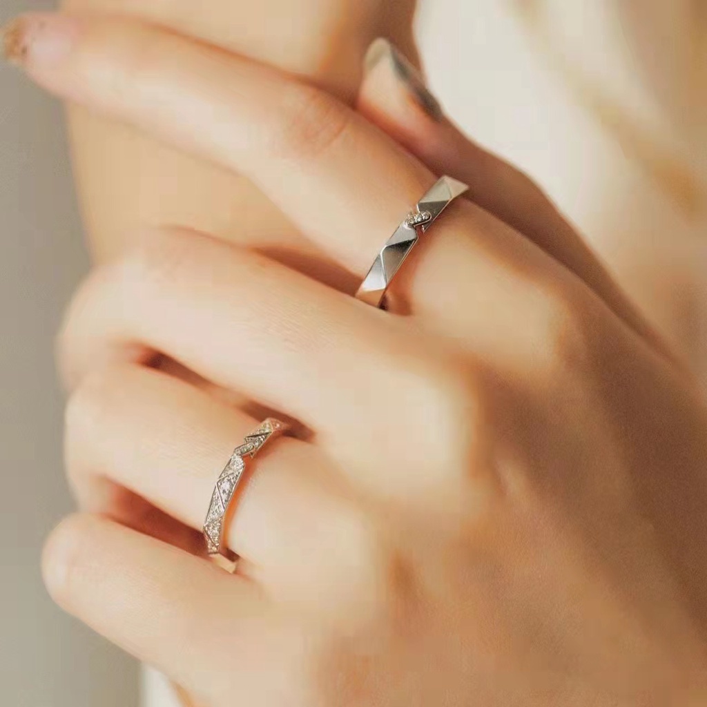 Nhẫn Đính Hôn Platinum Phong Cách Hàn Quốc Thời Trang Cho Nam Và Nữ