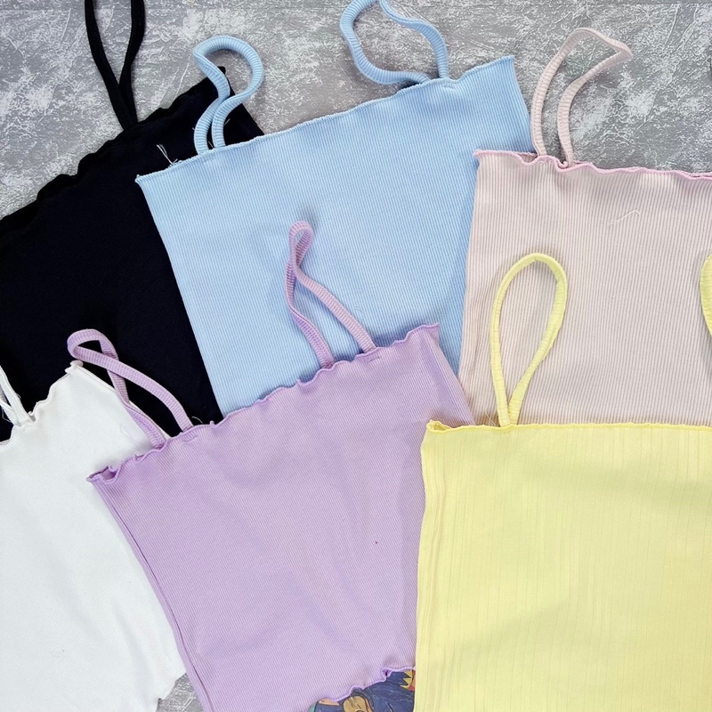 Áo croptop hai dây thun gân cuốn biên 201 FIORI STORE