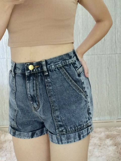 Quần short jeans túi xéo ( ảnh thật)