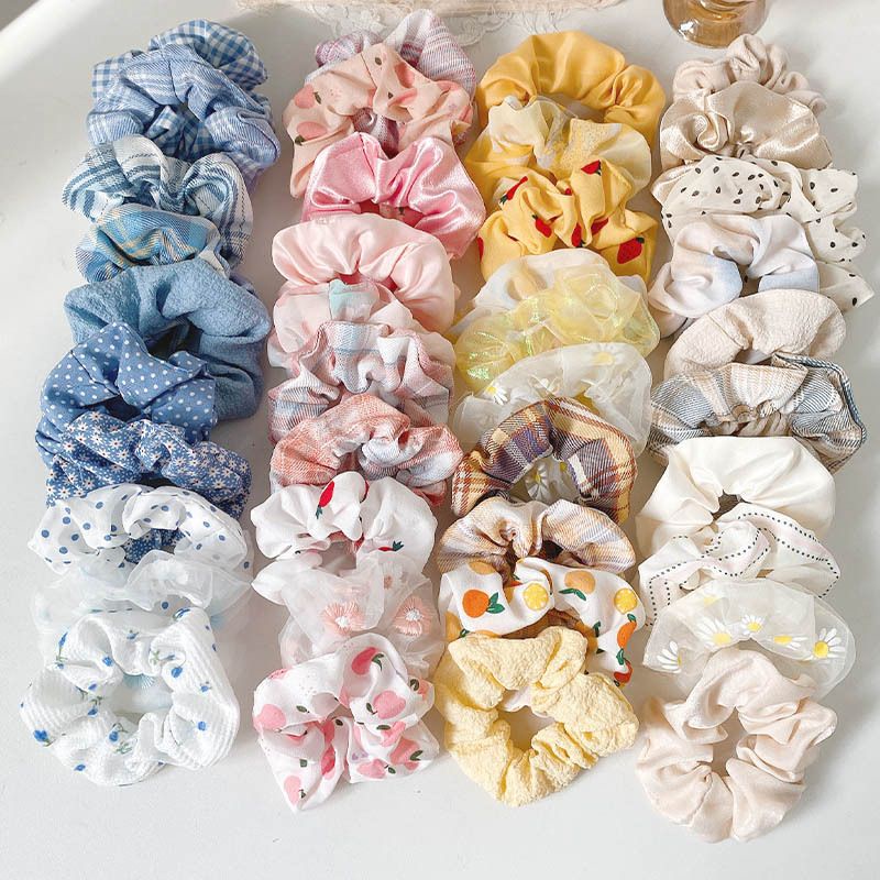 Set 5-6-7-8 dây buộc tóc, dây cột tóc vải scrunchies