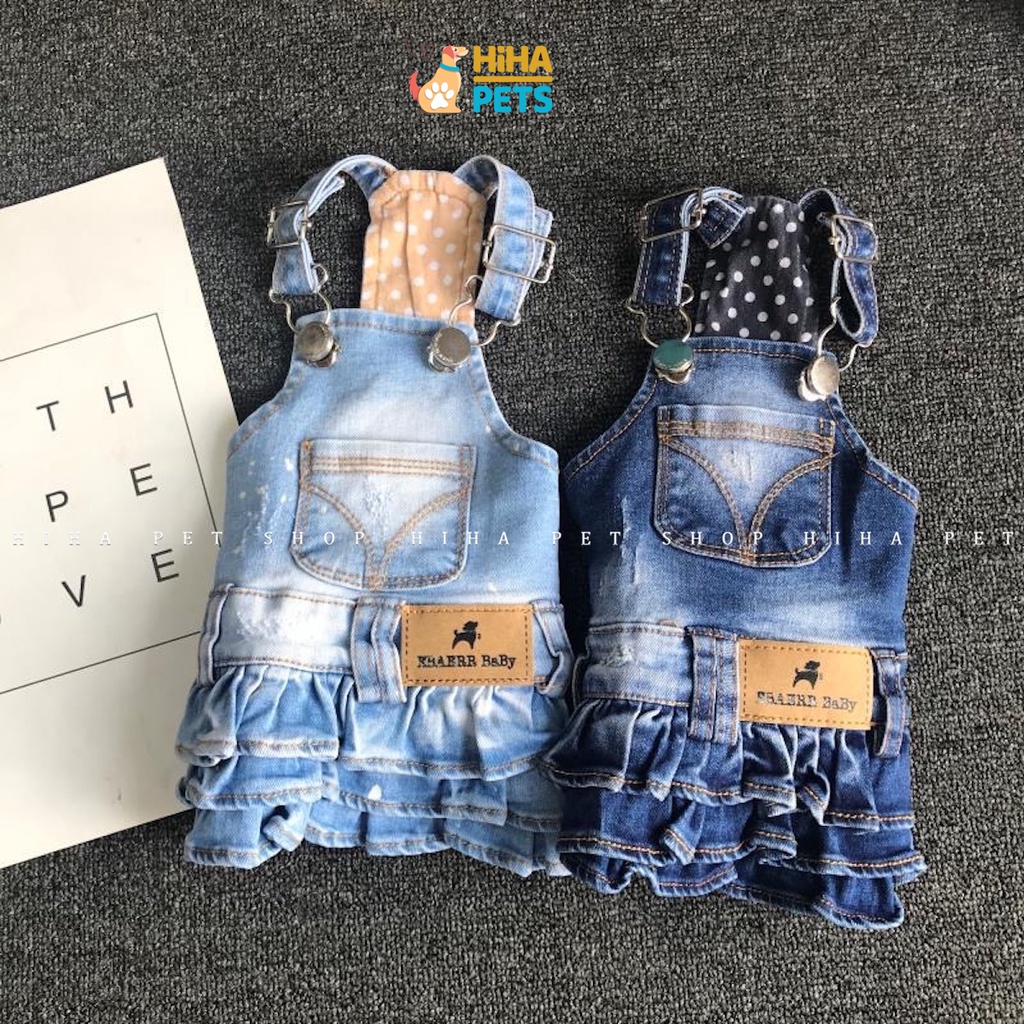 Váy Cho Chó Mèo, Váy Jean Tầng Cho Chó, Quần Áo Thú Cưng Hihapet