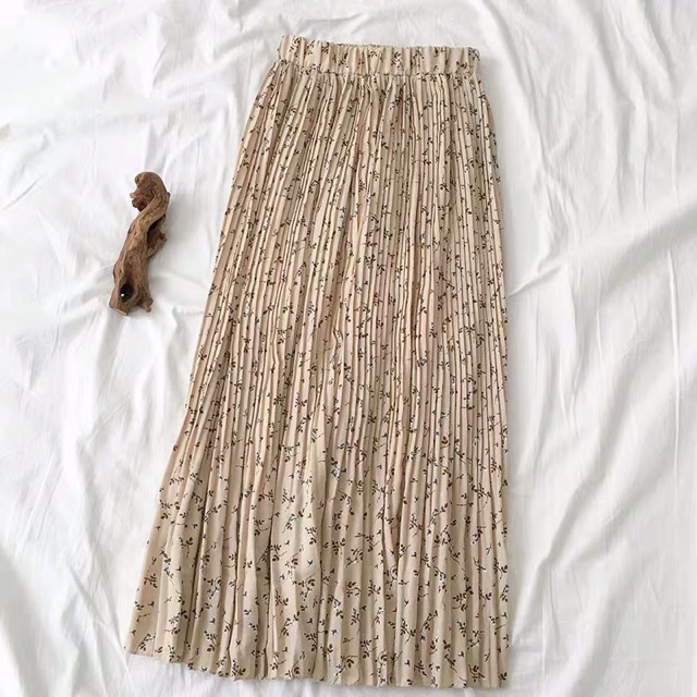 Chân váy hoa nhí dài vintage - Chân váy xếp ly đủ màu