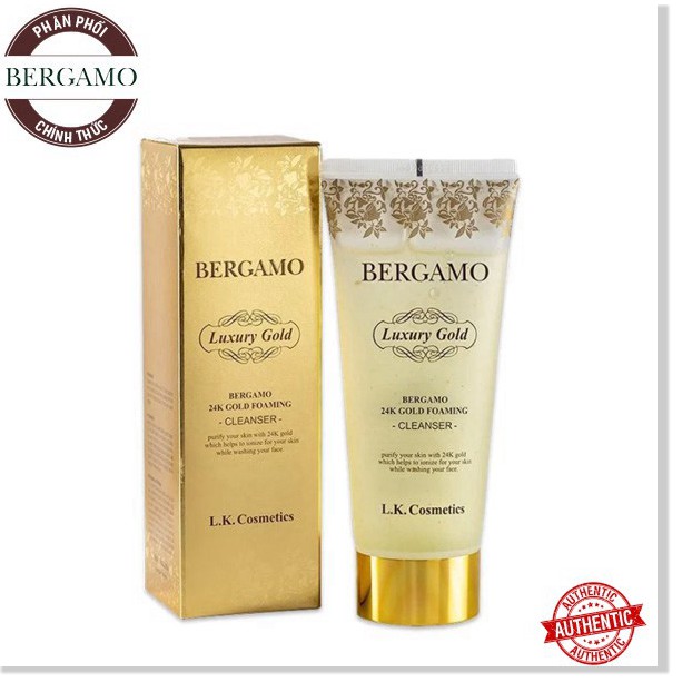 [Mã giảm giá] [Khuyến mãi Mỹ phẩm chính hãng] Sữa Rửa Mặt Dạng Gel Chống Lão Hóa Bergamo 24K Gold Foaming Cleanser 150ml