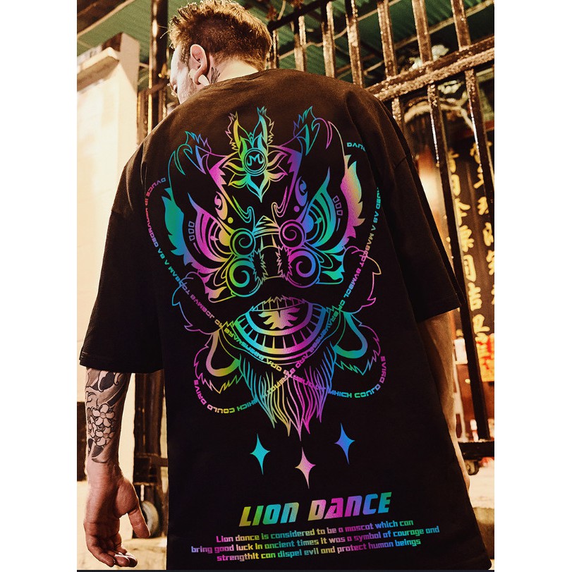Áo thun phản quang in hình lân Tết Lion Dance TD store