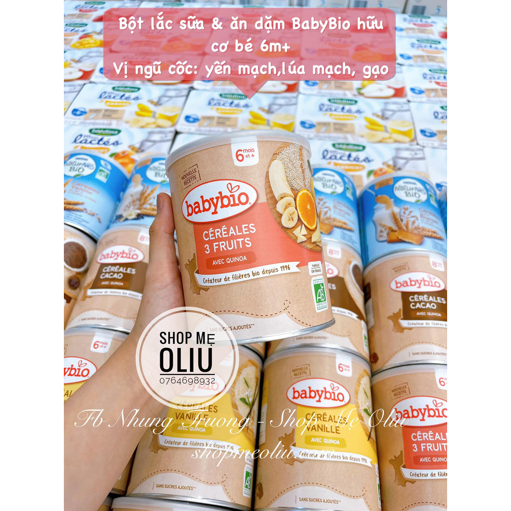 Bột lắc sữa và ăn dặm 2in1 Babybio hữu cơ