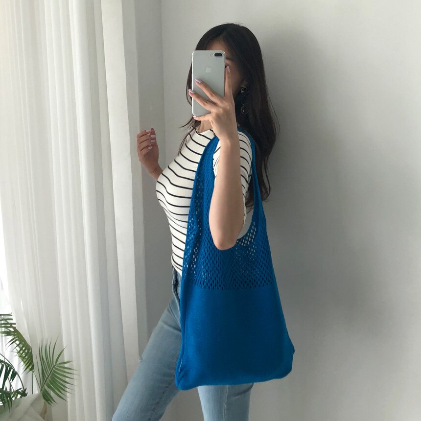 Túi tote JASMIN NOIR vải dệt ngăn chứa lớn kiểu đục lỗ thời trang hè đơn giản cho nữ
