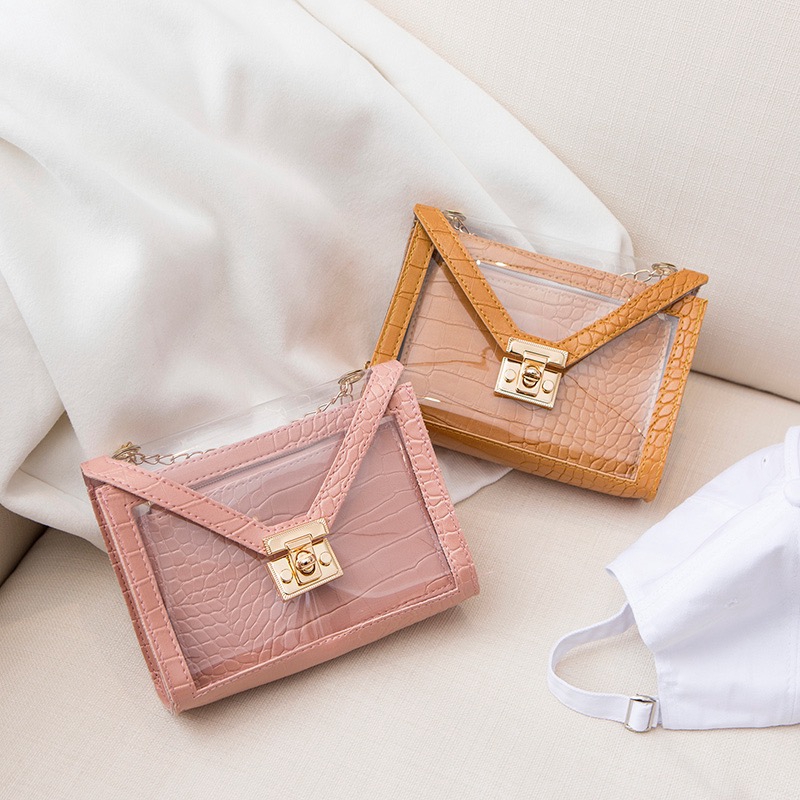 Túi Đeo Chéo Vai Họa Tiết Da Cá Sấu Màu Kẹo Trong Suốt Dành Cho Nữ