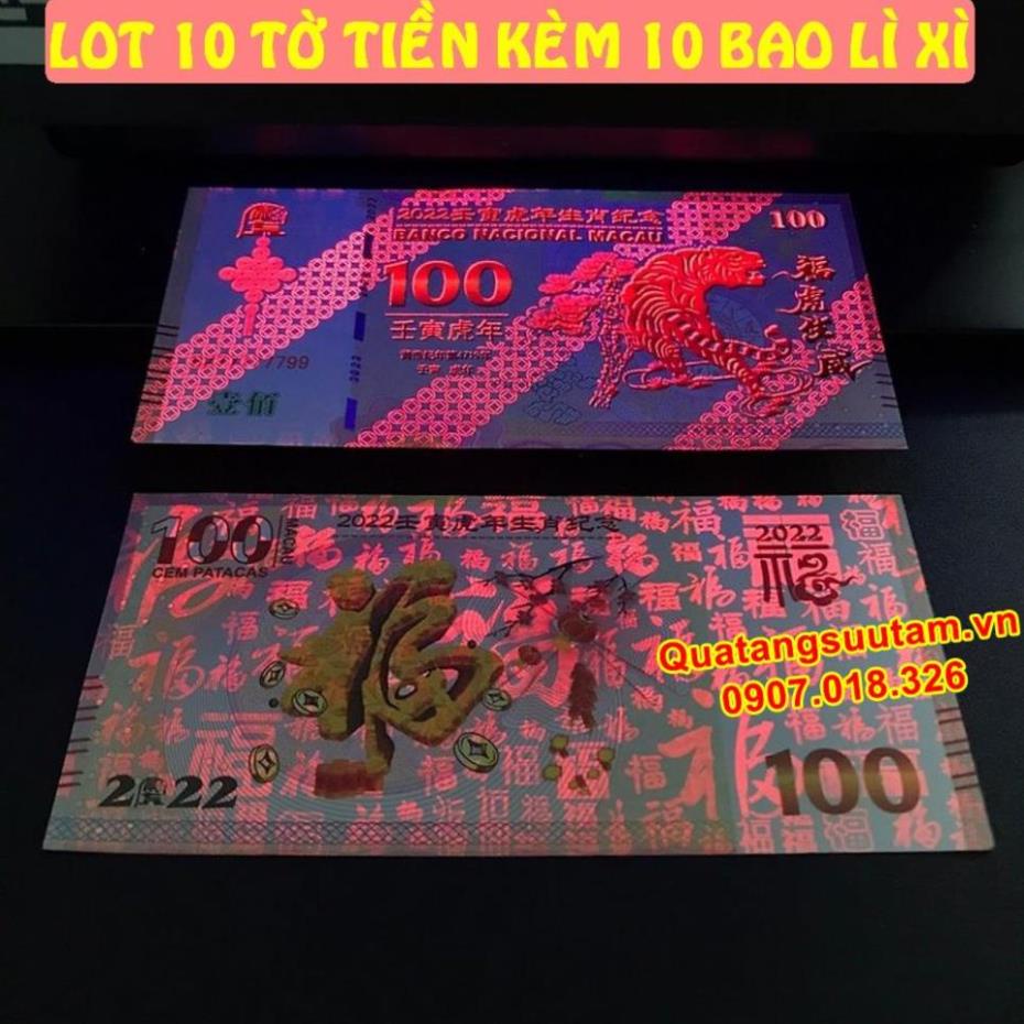 [RƯỚC LỘC] Tiền 100 Dola Macao Con Mèo lì xì Tết_Combo 10 tờ, Quà Tết 2023
