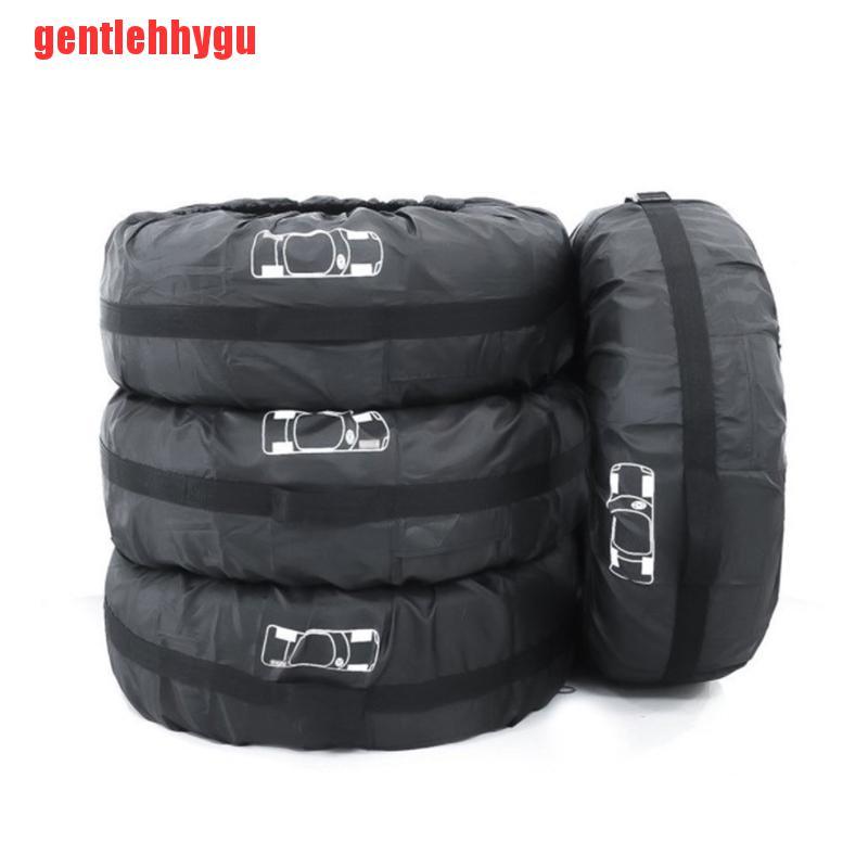 [gentlehhygu]4Pcs Spare Tire Cover Case Polyester Winter Summer Car Tire Care Storage Bags