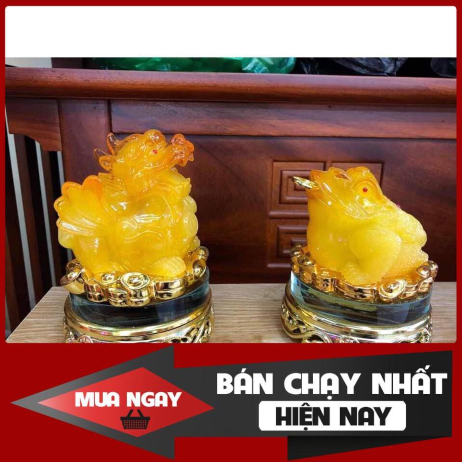 [SP BÁN CHẠY] Combo thiềm thừ và tỳ hưu vàng lưu ly (Đế kính xoay đc)