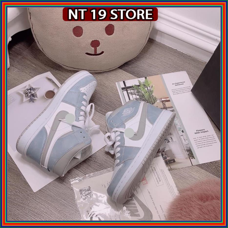 Giày Sneaker Jordan cổ cao Hyper Royal xanh loang nam nữ, Giày Jordan 1 high màu xanh ngọc xanh nỉ bản đẹp full box bill
