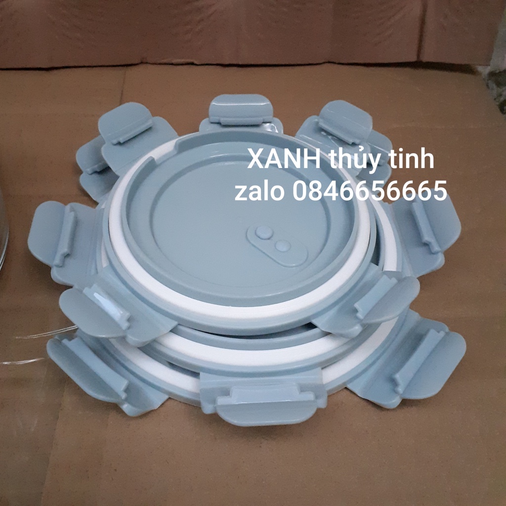 Hộp cơm thủy tinh hình tròn cao cấp (không chọn màu nắp)