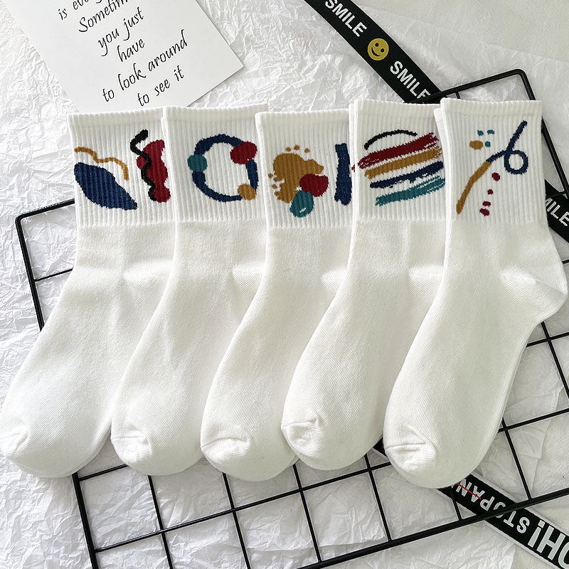 Vớ Ống In Họa Tiết Graffiti Phong Cách Đường Phố Hàn Quốc Nhật Bản Dành Cho Nữ