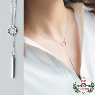 Dây Chuyền Bạc S925 Hình Học Circle Square & Lucky Bar Tối Giản Trẻ Trung Cá Tính | Vòng Cổ Nữ Trang Sức Bạc Thời Trang