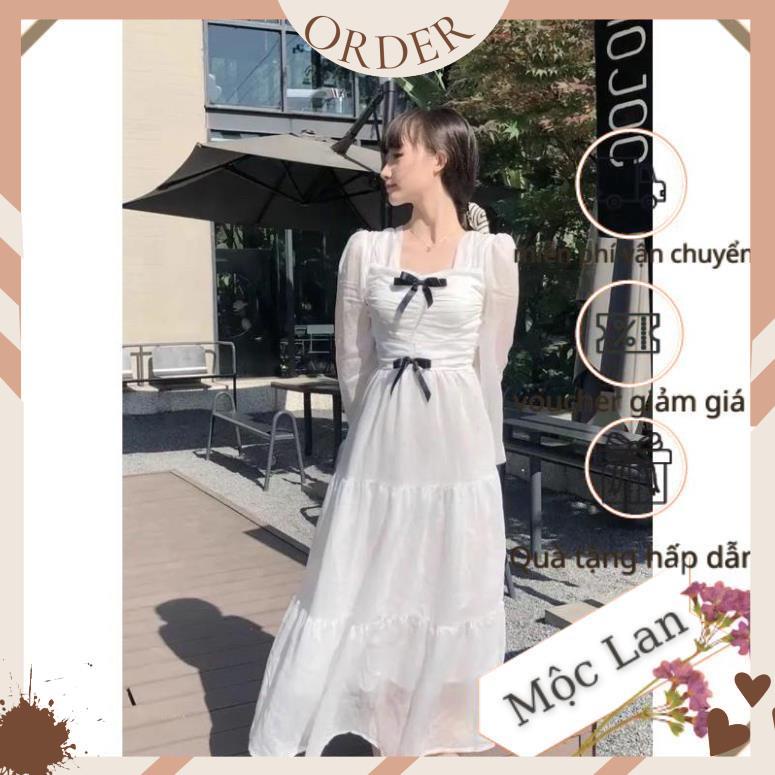 SẴNĐầm trắng xoè tầng voan ulzzang tiểu thư đính nơ công chúa xinh dự tiệc prom/Váy bánh bèo tay bồng vintage retro | BigBuy360 - bigbuy360.vn