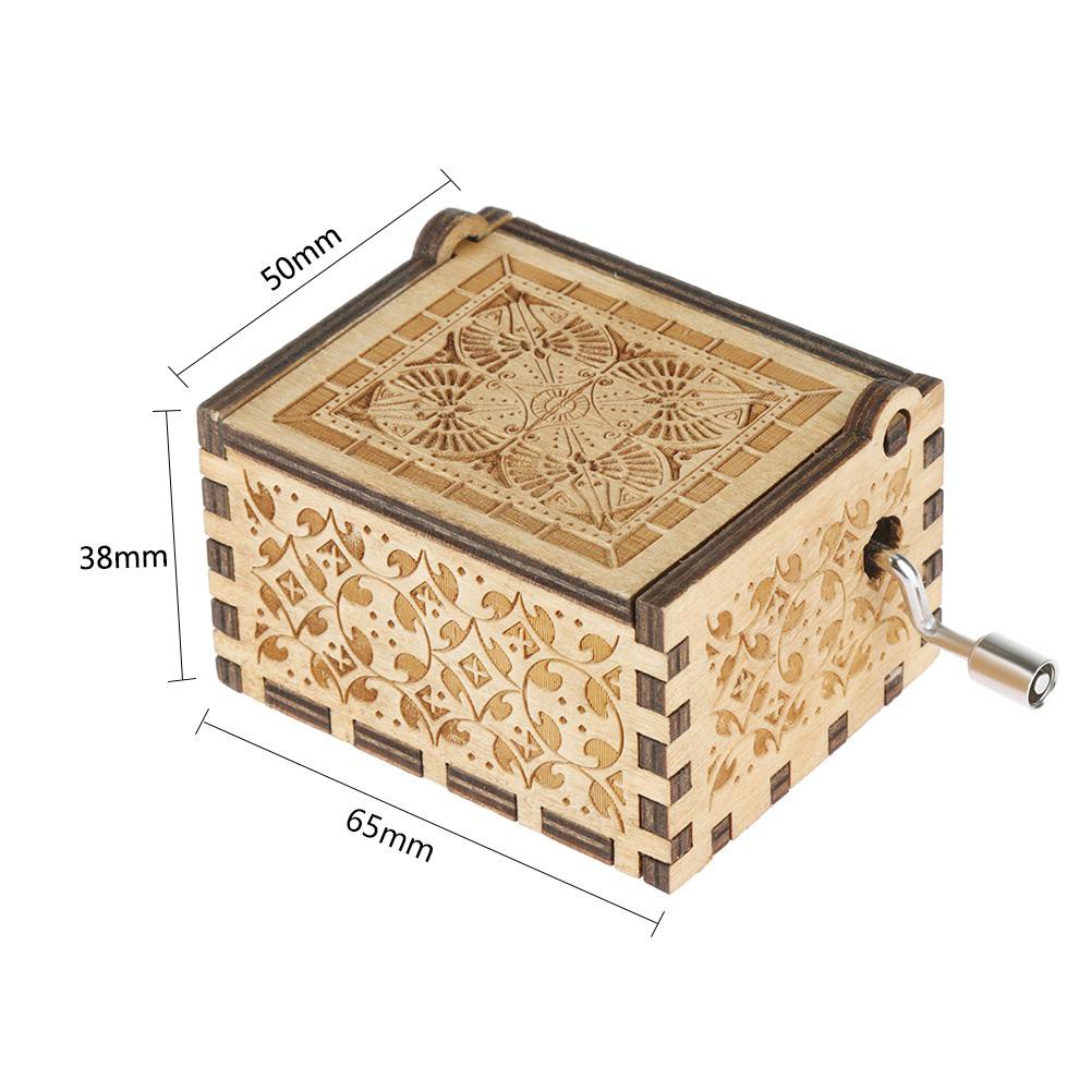 Mikolot Wooden Music Box - Retro Hand Crank Classic Carved Wood Musical Box Ornament Gift for Day