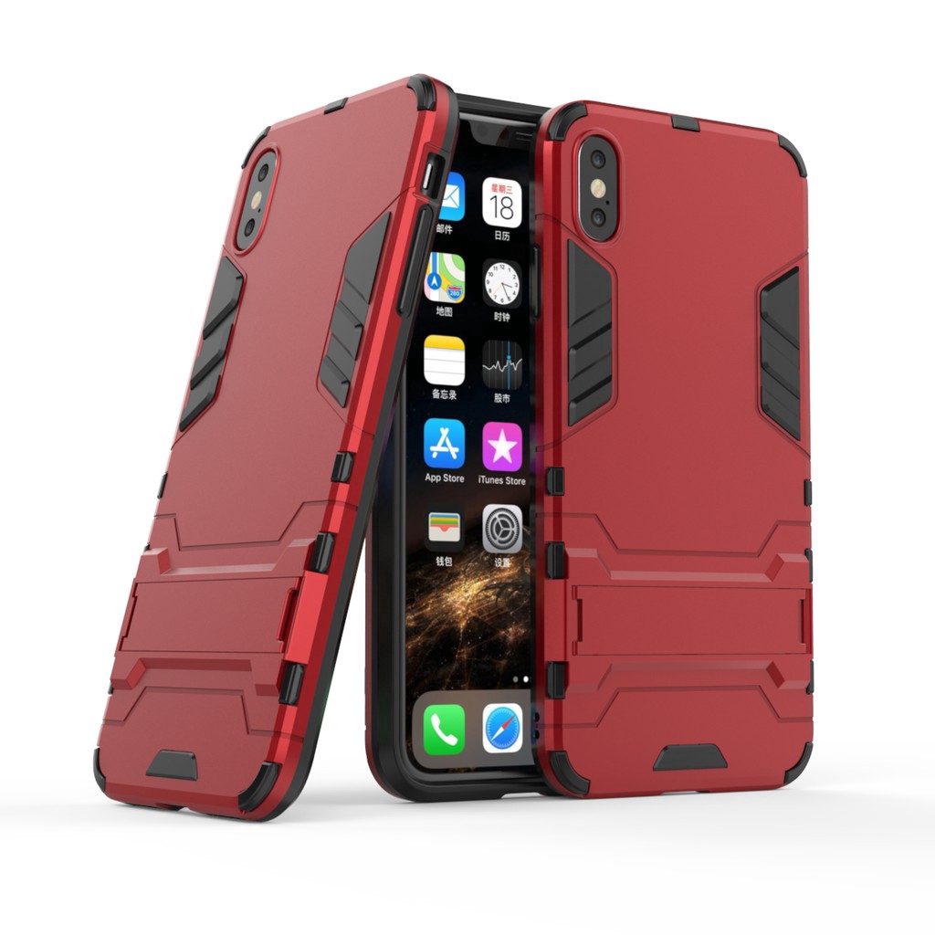 iPhone XR / XS Max Armor Hard Bracket PC + TPU Silicone Protection Phone Case