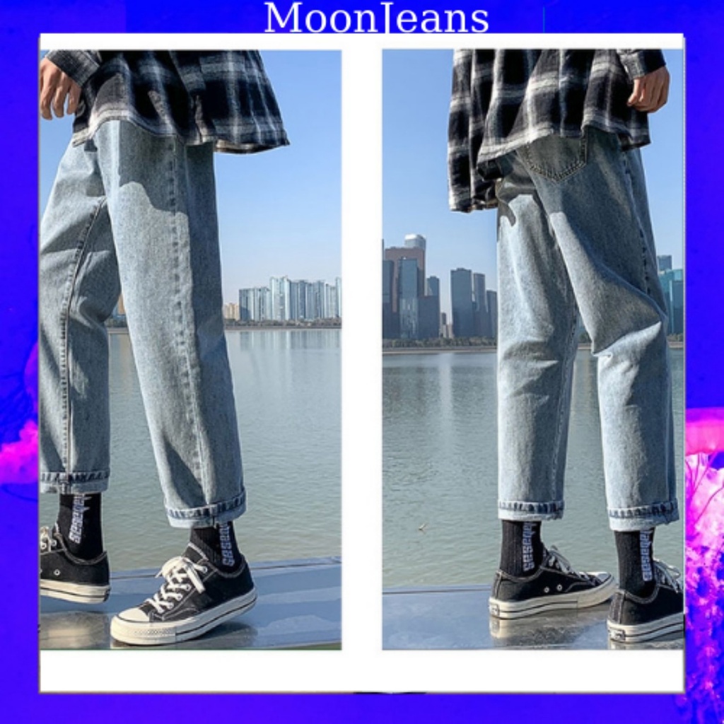 Quần jeans baggy nam xanh phong cách Hàn Quốc hot trend 2022