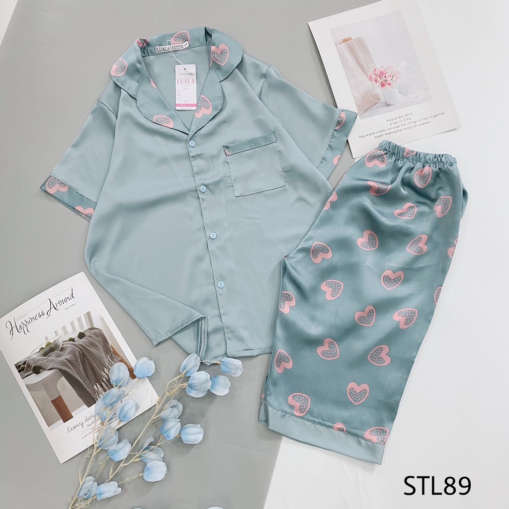 Bán Sỉ Bán Lẻ Bộ Pijama Quần Lửng - Bộ Mặc Nhà Lụa Satin Mềm Mại Thoải Mái Thấm Hút Mồ Hôi Tốt