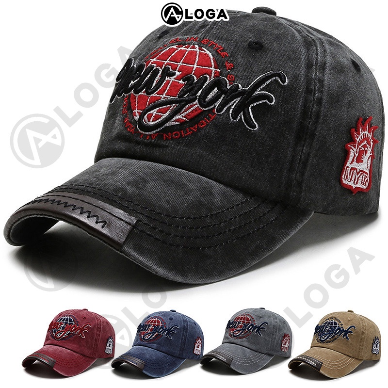 Nón lưỡi trai nam nữ, Nón kết unisex LOGA chất liệu jean New York, phong cách bụi M023