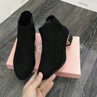 Boot Cổ Ngắn Hàng Da Lộn Cao 3cm