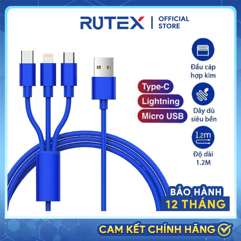 Cáp Sạc Dù 3 Đầu đa năng 3in1 Lightning - Micro - Type C Dây Dù Sạc cho Samsung Oppo Xiaomi iPhone