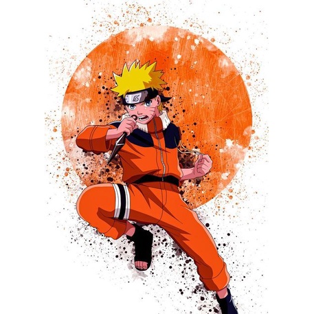 Bộ Dụng Cụ Tô Màu Tranh Sơn Dầu Theo Số Họa Tiết Anime Naruto Sasuke DIY