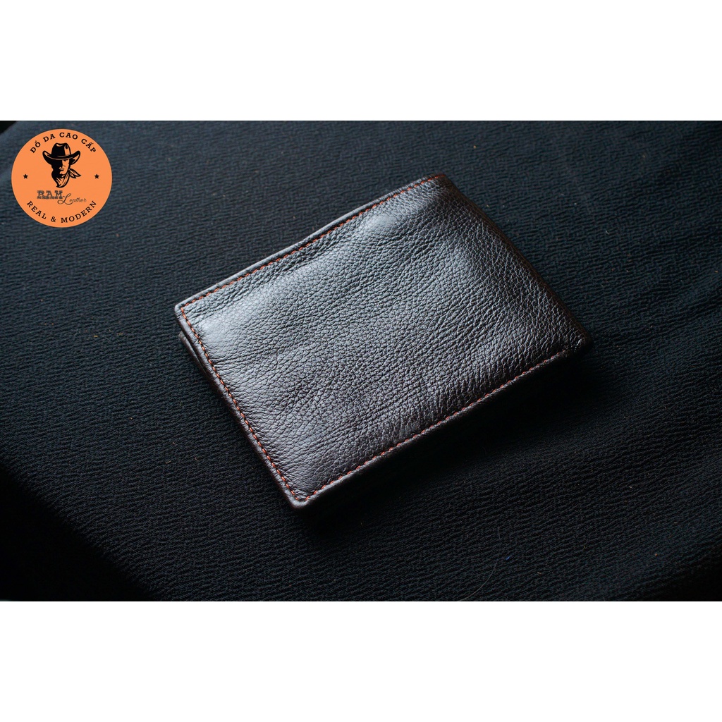 Ví nam da bò màu đen dáng ngang - RAM Leather