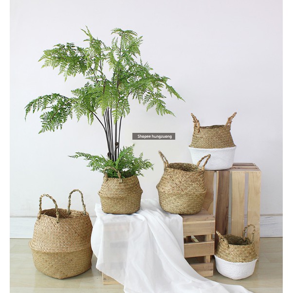 Giỏ cói tròn trang trí, đựng cây nhiều size